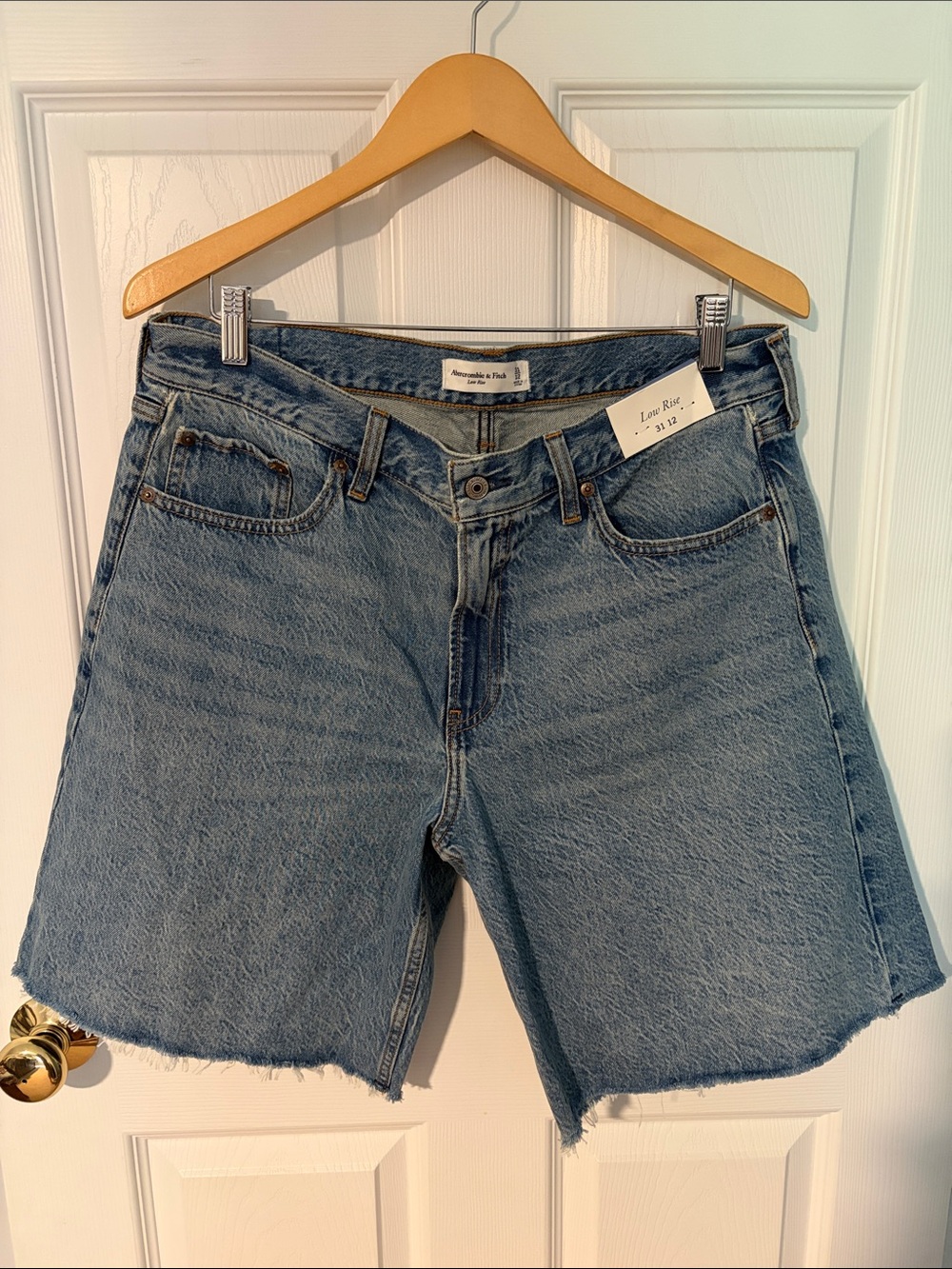 Abercrombie & Fitch Light Wash Denim Cutoff Bermuda Shorts
